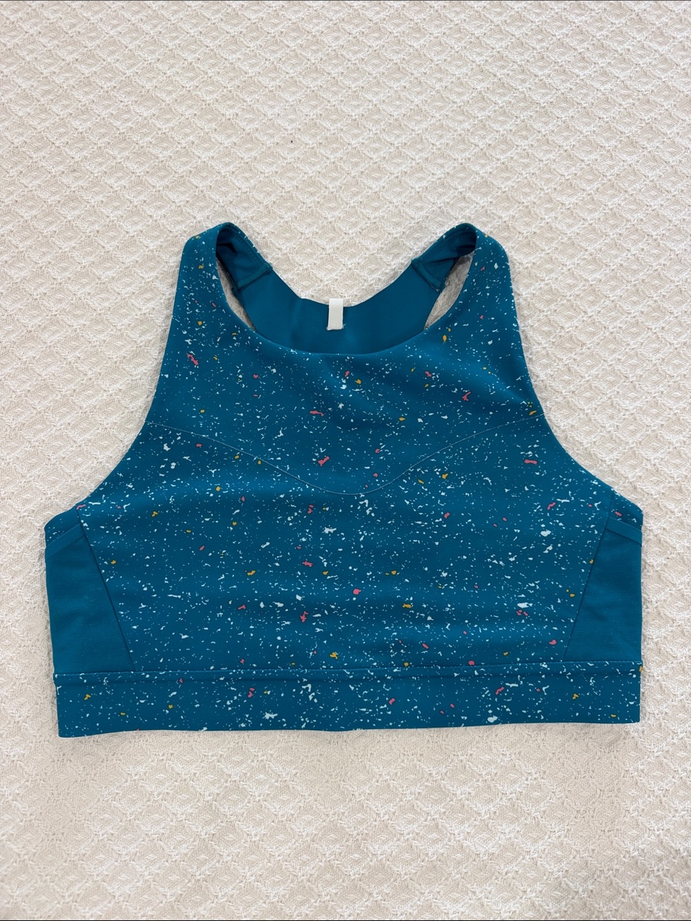 Brooks Teal Speckled High-Neck sports bra